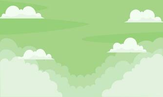 Vector green color sky background with clouds design