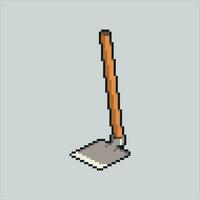 Pixel art illustration Hoe. Pixelated Hoe. Farm Hoe Mattock pixelated for the pixel art game and icon for website and video game. old school retro. vector