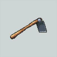 Pixel art illustration Hoe. Pixelated Hoe. Farm Hoe Mattock pixelated for the pixel art game and icon for website and video game. old school retro. vector