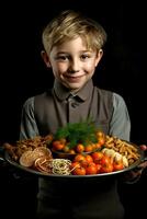 AI generated A Platter of Food for a Little Boy photo