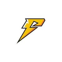 Power logo. P letter and lightning on the dark background. P monogram. Power and energy technology. Suitable for your design need, logo, illustration, animation, etc. vector