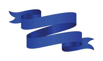 Vector blue glossy ribbon banner on white