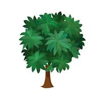 Vector single tree with green leaves on white background