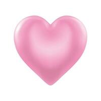 Vector shiny pink 3d heart on white background. happy valentine's day greeting template