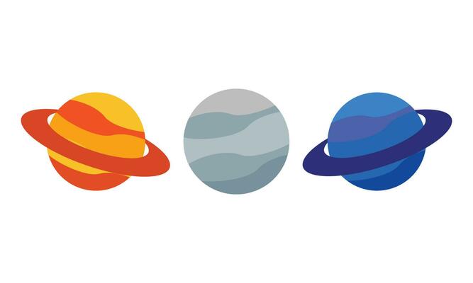 Vector planets flat style on white background