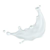 Vector milk splashes realistic composition with isolated image of spluttering white liquid on blank background