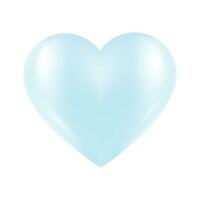 Vector blue shiny heart symbol realistic 3d vector illustration isolated on white background