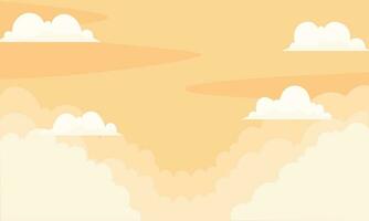 Vector yellow color sky background with clouds design