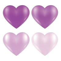 Vector icon set valentines collection of purple hearts