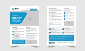 Case study template and Business case study booklet with creative layout or Double side flyer design vector