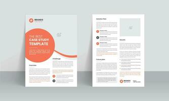 Case study template and Business case study booklet with creative layout or Double side flyer design vector