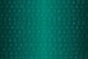 Illustration The Various symbols of geometric shapes line with green background. vector