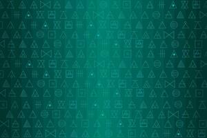 Illustration The Various symbols of geometric shapes line with green background. vector