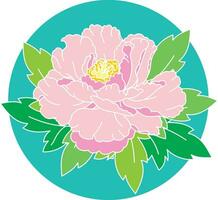 Illustration the abstract of pink flower with leaf on circle background. vector