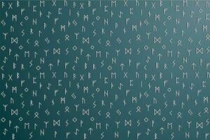 illustration line of the Rune character pattern on green gradient background. vector