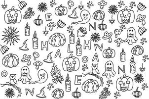 illustration line of the Halloween pattern background. vector