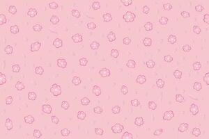 Illustration out line color of sakura flower and petal on pink background. vector
