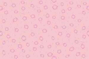 Illustration out line color of sakura flower and petal on pink background. vector