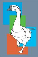 Abstract line of Goose standing one leg with color background. vector