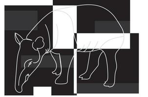 Abstract line of tapir with square background vector