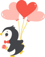 fofa bebê pinguim namorados amor ilustração, fofa kawaii brincalhão animal personagem dentro plano Projeto png