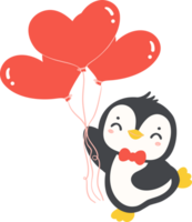 carino San Valentino pinguino con cuore cartone animato illustrazione png