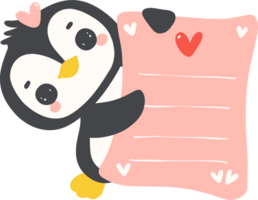 Cute baby penguin valentine love illustration, cute kawaii playful animal character in flat design png