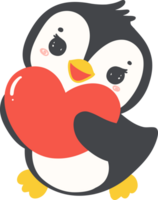 linda enamorado pingüino con corazón dibujos animados ilustración png