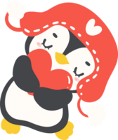 söt valentine pingvin med hjärta tecknad serie illustration png
