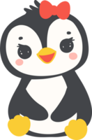 Cute Penguin girl Valentine animal drawing png