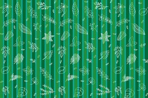 Illustration Pattern of the white line leaves on green color background. vector