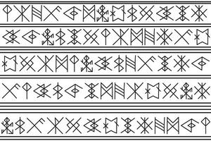 illustration line of the Rune character pattern on white background. vector