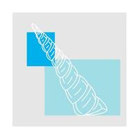 Illustration line of Shell with blue color on grey background. vector