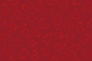 Illustration pattern red line of rabbits group with dot on deep red background. vector