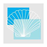 Illustration line of Shell with blue color on grey background. vector