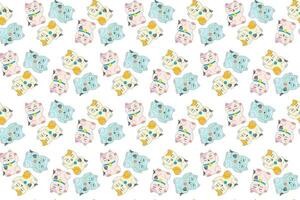 Illustration pattern of Three lucky cats on white background. vector
