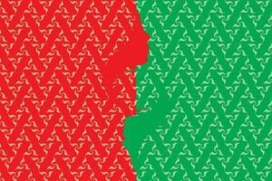 Illustration, Abstract of the face on red and green color background. vector