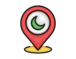 3d Red Location Pointer Pin And Mosque Sign on a transparent background png