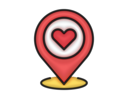 3d Location Placeholder And Red Heart Sign on a transparent background png