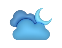 3d Blue Clouds And Blue Moon on a transparent background png