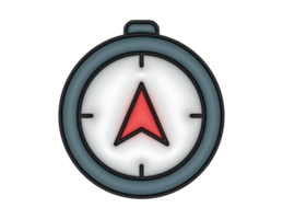3d Compass And Red Navigation Sign on a transparent background png