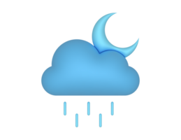 3d Rainy Night And Clouds With Moon on a transparent background png