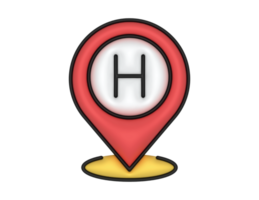 3d Location Placeholder And Red Hotel Sign on a transparent background png