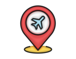 3d Location Placeholder And Red Airport Sign on a transparent background png