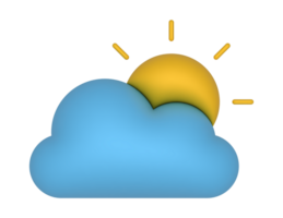 3d Yellow Sun And Blue Cloud on a transparent background png