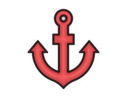 3d Ship Red Anchor on a transparent background png