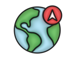 3d wereldbol GPS rood navigatie teken Aan een transparant achtergrond png