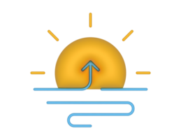 3d lever du soleil et bleu mer sur une transparent Contexte png