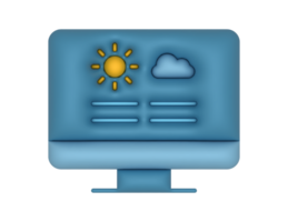 3d clima pronóstico y azul pantalla en un transparente antecedentes png