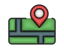 3d ubicación marcador de posición y verde mapa en un transparente antecedentes png